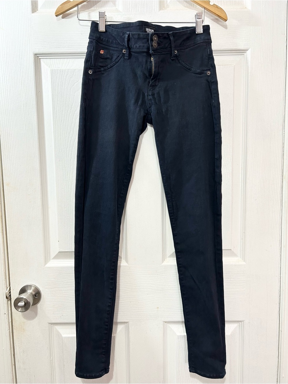 Hudson Black Skinny Jeans Size 26 Stretch Denim Mid Rise Made in USA